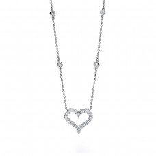 Tiffany Collana con ciondolo a cuore in platino da donna in argento 925 con diamanti