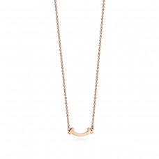 Collana Tiffany T da donna con ciondolo a forma di volto sorridente e smalto piccolo, copia in oro giallo/argento