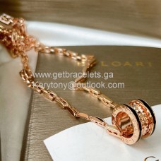 Collana Bvlgari B.Zero1 Rock in oro rosa con copia in ceramica nera