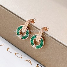 Orecchini Bvlgari BVLGARI in oro rosa con malachite e diamanti perfetti