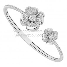 Bracciale Bvlgari Fiorever in oro bianco con due diamanti centrali e pavé di diamanti. Sconto