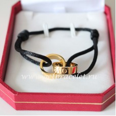 Bracciale Love doppio anello Cartier Corda nera in oro giallo Bracciale Love doppio anello Cartier Corda nera in oro giallo
