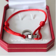 Bracciale Love doppio anello Cartier Corda rossa in oro bianco