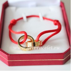 Bracciale Love doppio anello Cartier Corda rossa in oro giallo Bracciale Love doppio anello Cartier Corda rossa in oro giallo