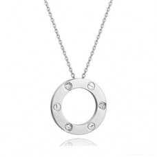 Collana con pendente Love Cartier in oro bianco con 3 diamanti