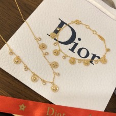 Christian Dior Rose Des Vents Five Motif Stella a otto punte con diamanti Pendenti MOP bianchi Donna Bracciale/collana placcato in oro giallo