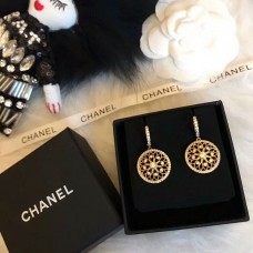 Christian Dior Openwork Ottone Fiore Ciondolo Donna Diamanti Bussola Orecchini a cerchio