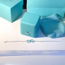 Tiffany Infinity Argento Doppie Catene Finitura Smaltata Blu Bracciale con Pendente Fidanzamento Gioielli da Donna