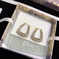 Dior Morden JADIOR Orecchini a cerchio in oro invecchiato con dettaglio logo in cristallo bianco pavé Gioielli da donna