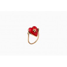 Anello girevole da donna Dior Dioramour con motivo a stella e cuore rosso, in oro