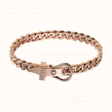 Bracciale Hermes Boucle Sellier in oro rosa/oro bianco con diamanti