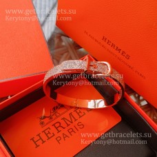 Bracciale Hermes Boucle Sellier in oro rosa con pavé di diamanti UK