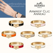 Bracciale stretto Hermes Clic Anneau in smalto semplice con hardware placcato Oro giallo / Oro rosa / Oro bianco Ragazze