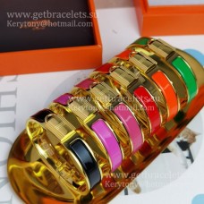 Hermes Clic Cadenas Bracciale smaltato con lucchetto in oro giallo