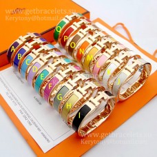 Bracciale Hermes Clic Clac HH smaltato multicolore in oro rosa PM 12MM Gioielli Cool Lady Bracciale Hermes Clic Clac HH smaltato multicolore in oro rosa PM 12MM Gioielli Cool Lady