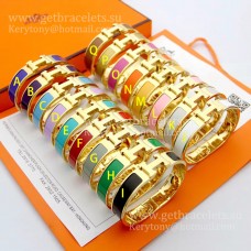Bracciale Hermes Clic Clac HH smaltato multicolore in oro giallo PM 12MM ultimo Bracciale Hermes Clic Clac HH smaltato multicolore in oro giallo PM 12MM ultimo