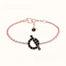 Bracciale Hermes Finesse in oro rosa e pietre preziose di spinello nero. Saldi gioielli da donna Bracciale Hermes Finesse in oro rosa e pietre preziose di spinello nero. Saldi gioielli da donna