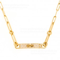 Collana girocollo Hermes Kelly Chaine con maglie a catena di diamanti con diamanti argento/oro giallo/oro rosa Collana girocollo Hermes Kelly Chaine con maglie a catena di diamanti con diamanti argento/oro giallo/oro rosa