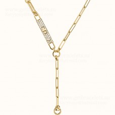 Collana Hermes Kelly Chaine Lariat con diamanti in oro rosa/argento Collana Hermes Kelly Chaine Lariat con diamanti in oro rosa/argento