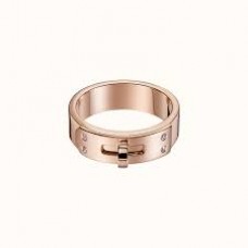 Anello Hermes Kelly in oro rosa con 4 diamanti
