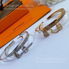 Bracciale Hermes con serratura e chiave con diamanti Classico in oro rosa/oro bianco Bracciale Hermes con serratura e chiave con diamanti Classico in oro rosa/oro bianco
