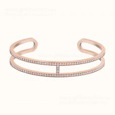 Bracciale Hermes Ever Chaine Dancre con pavé di diamanti in oro bianco/oro rosa Bracciale Hermes Ever Chaine Dancre con pavé di diamanti in oro bianco/oro rosa