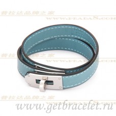 Bracciale Hermes Rivale a doppio giro in argento blu