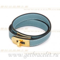 Bracciale Hermes Rivale a doppio giro blu con oro