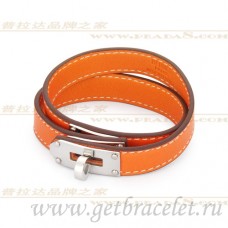 Bracciale Hermes Rivale a doppio giro arancione con argento