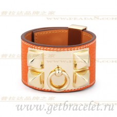 Bracciale Hermes Collier de Chien arancione con oro Bracciale Hermes Collier de Chien arancione con oro