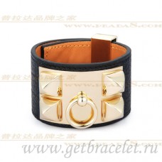 Bracciale Hermes Collier de Chien nero con oro
