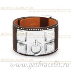 Bracciale Hermes Collier de Chien Caffè con oro Bracciale Hermes Collier de Chien Caffè con oro