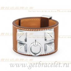 Bracciale Hermes Collier de Chien in castagna con argento Bracciale Hermes Collier de Chien in castagna con argento