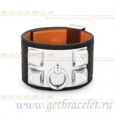 Bracciale Hermes Collier de Chien nero con argento