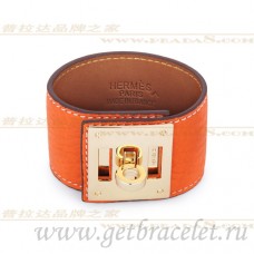 Bracciale Hermes Kelly Dog arancione con oro Bracciale Hermes Kelly Dog arancione con oro