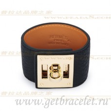 Bracciale Hermes Kelly Dog nero con oro Bracciale Hermes Kelly Dog nero con oro