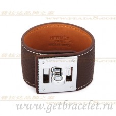 Bracciale Hermes Kelly Dog marrone con argento Bracciale Hermes Kelly Dog marrone con argento