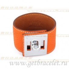 Bracciale Hermes Kelly Dog arancione con argento