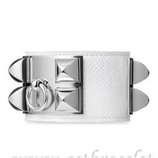 Bracciale Hermes Collier de Chien bianco con argento Bracciale Hermes Collier de Chien bianco con argento