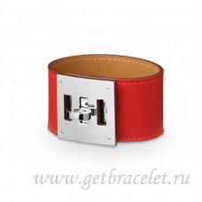 Bracciale Hermes Kelly Dog rosso con argento