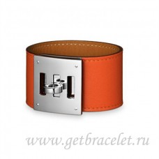 Bracciale Hermes Kelly Dog arancione con argento Bracciale Hermes Kelly Dog arancione con argento