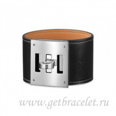 Bracciale Hermes Kelly Dog nero con argento Bracciale Hermes Kelly Dog nero con argento