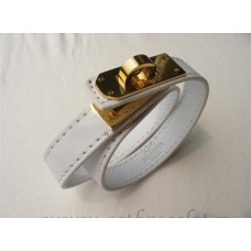 Bracciale Hermes Rivale a doppio giro bianco con oro