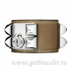 Bracciale Hermes Collier de Chien Tortora con argento
