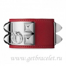 Bracciale Hermes Collier de Chien rosso con argento Bracciale Hermes Collier de Chien rosso con argento