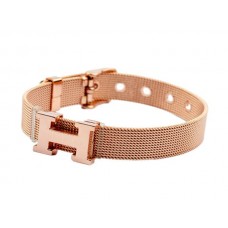 Bracciale a fascia regolabile con logo Hermes H in oro rosa