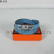 Bracciale Hermes Rivale a doppio giro in argento blu