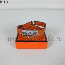 Bracciale Hermes Rivale a doppio giro arancione argento