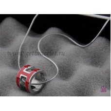 Hermes 3D Pop “H” logo Collana rossa con osso di serpente in oro bianco Hermes 3D Pop “H” logo Collana rossa con osso di serpente in oro bianco