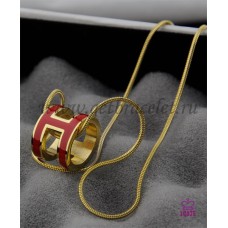 Hermes 3D Pop “H” logo Collana Snake Bone Red in oro giallo